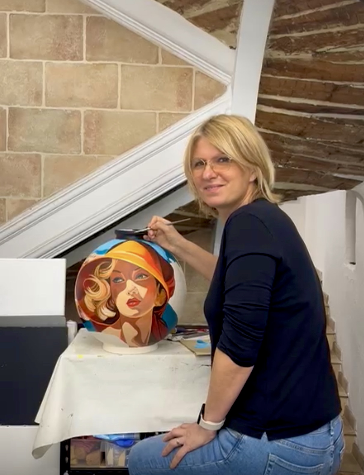 Irina Biatturi in her studio in Antibes