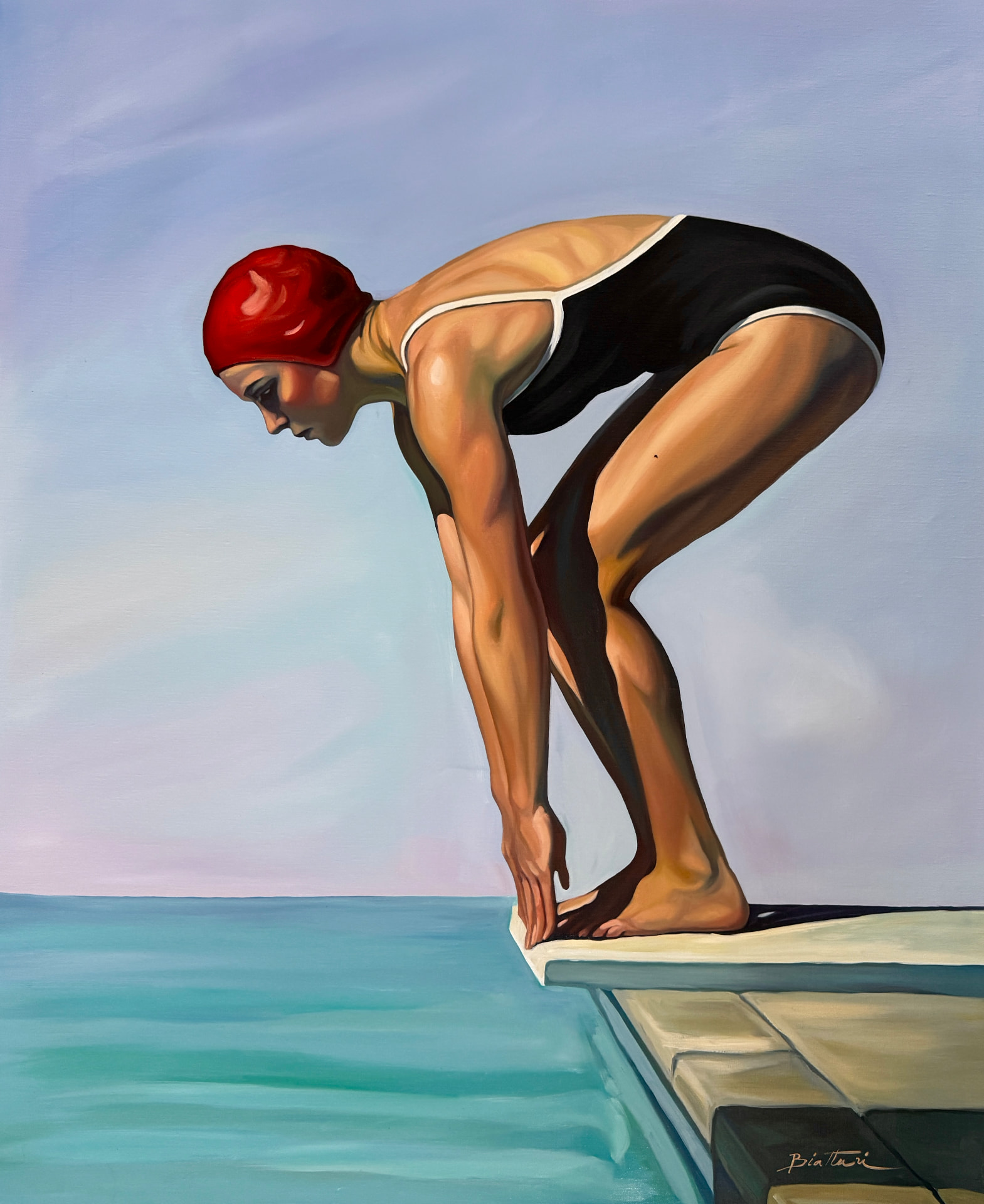 La Plongeuse — Huile sur toile, 100 × 81 cm